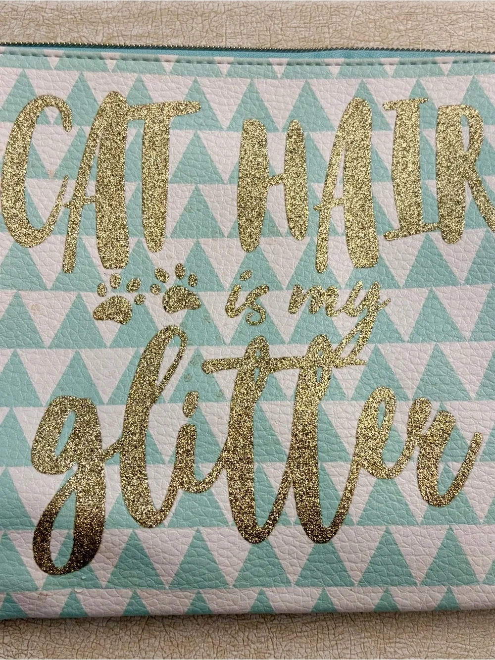 Cat Hair Is My Glitter Glitter Script Pouch